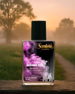 Morning Kiss by Scenteria Scents perfume bottle inspired by Pleasures by Estée Lauder, featuring a fresh, sheer floral fragrance with lily, peony, and sandalwood